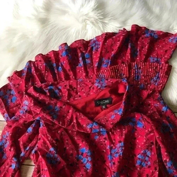 Saloni Dress Lexie Scarlet Posey Midi Dress Sz 0 - Picture 14 of 15